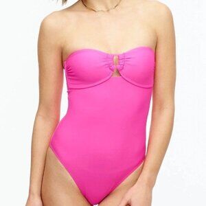 J Crew Square ring One piece Swimsuit in Neon Flamingo NWT